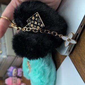 Fun Lux Black And White Heart Puff Keychain
